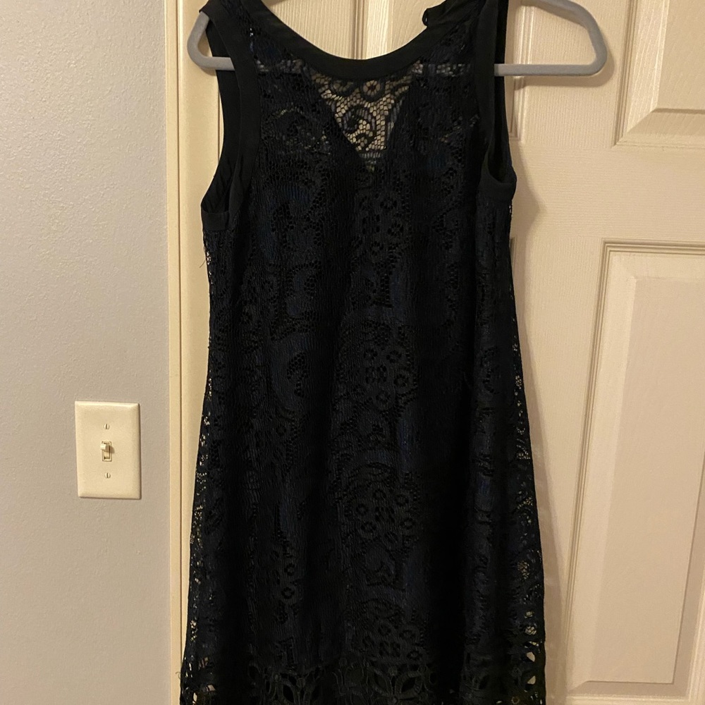 Black and blue lace a line dress